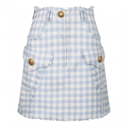 Blue Gingham Tweed A-Line...