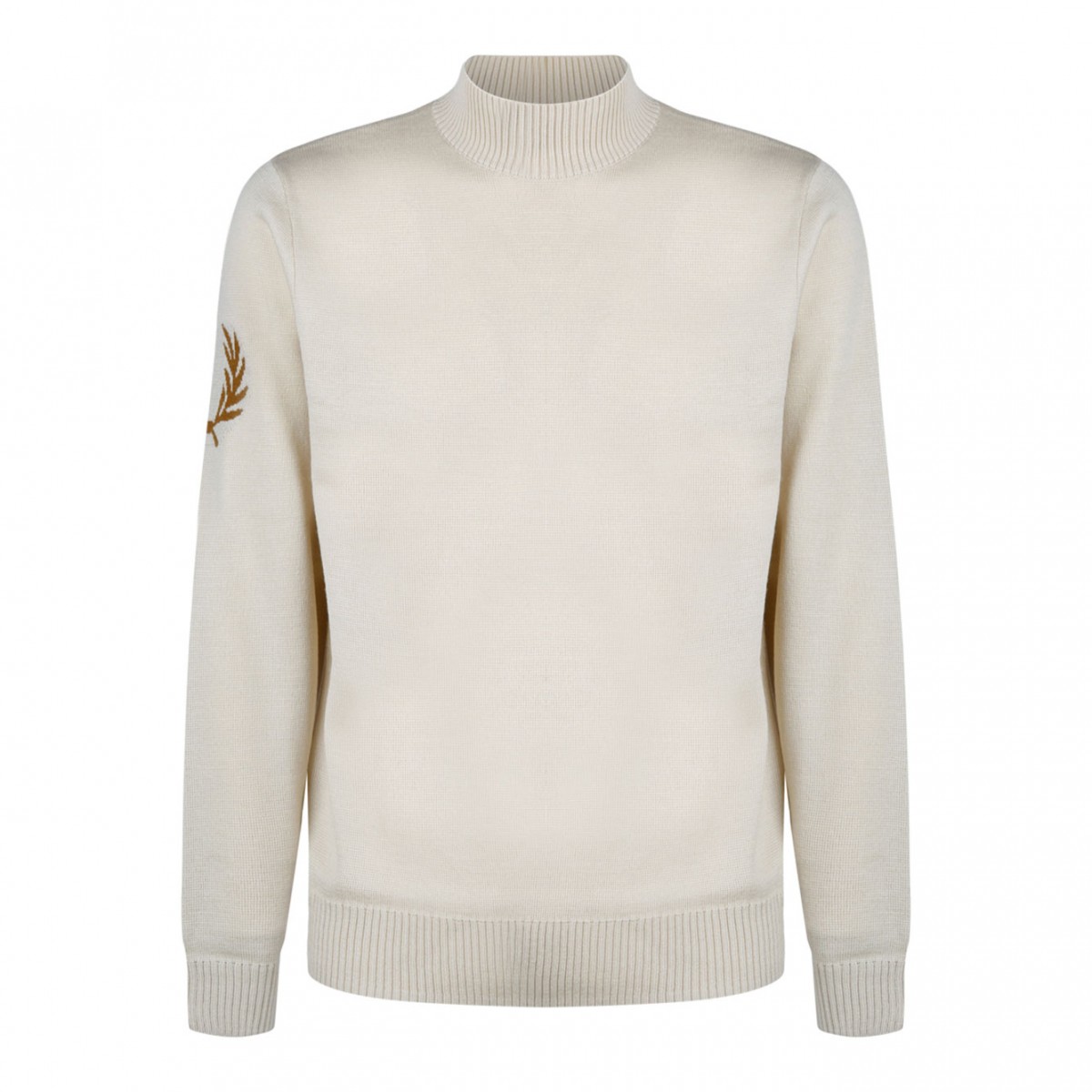 Fred Perry Cream Wool Mock Neck Jumper