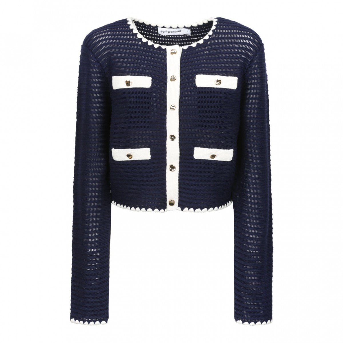 Navy Blue Cropped Cardigan