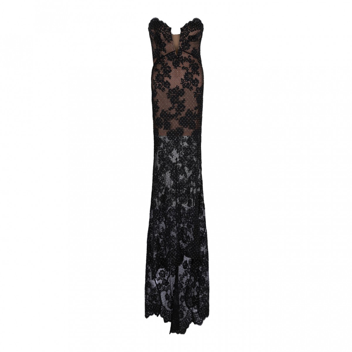 Black Rhinestone Lace Maxi Dress