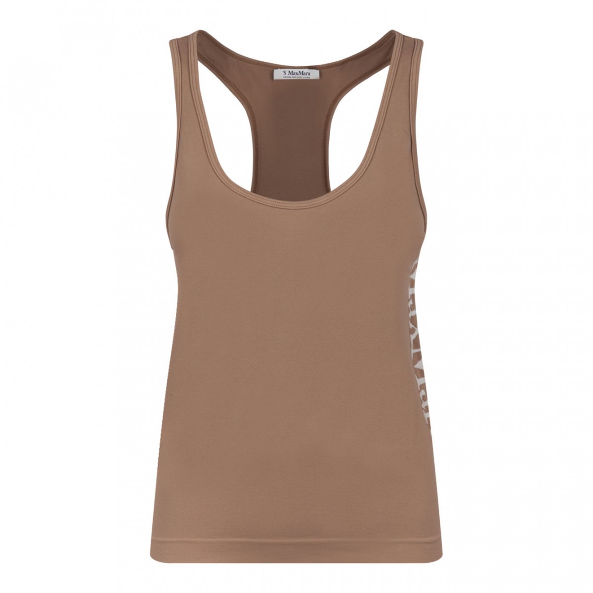 Camel Brown Logo Print Top