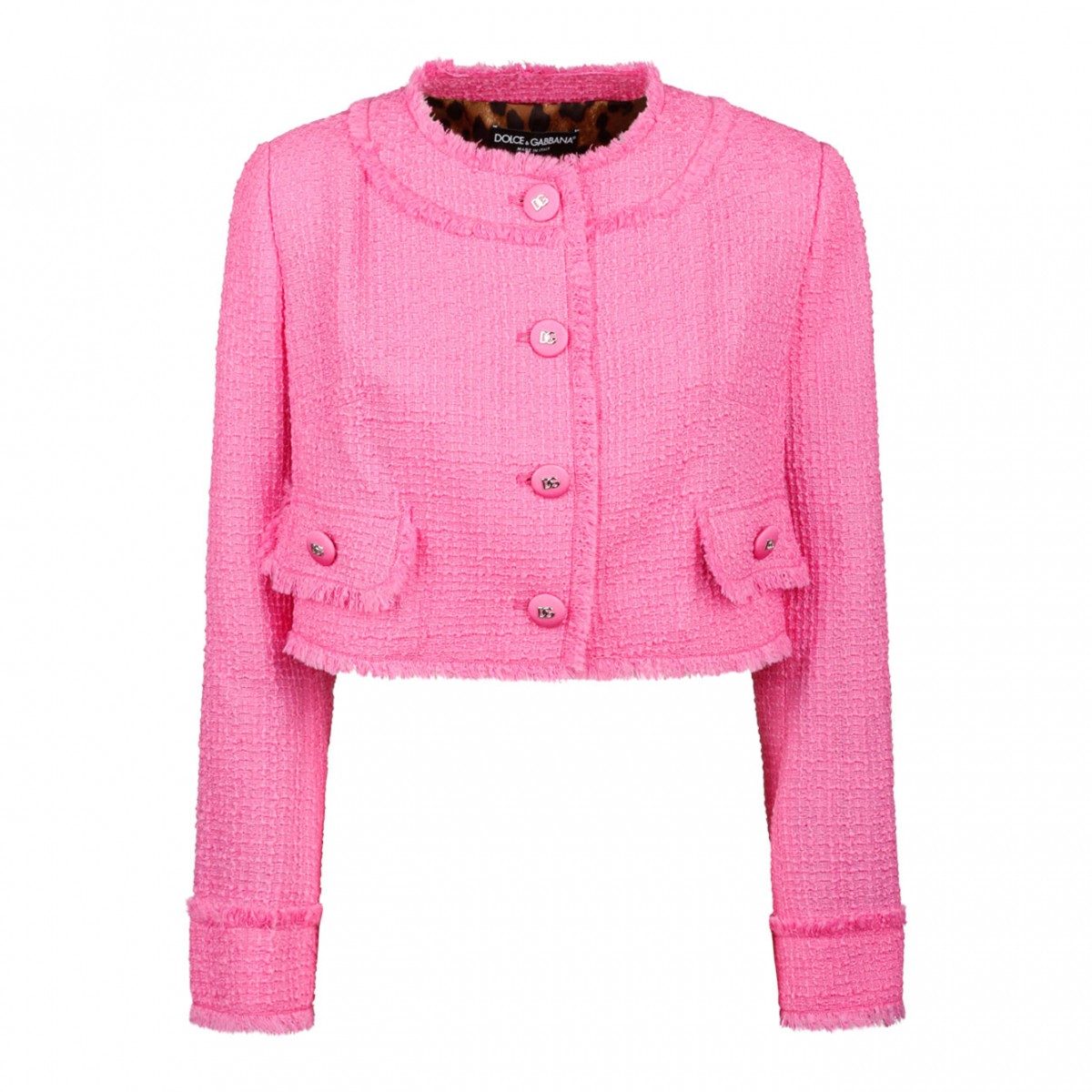 Dolce & Gabbana Pink Short Raschel Tweed Jacket