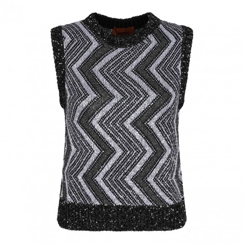 Black and Silver ZigZag Vest