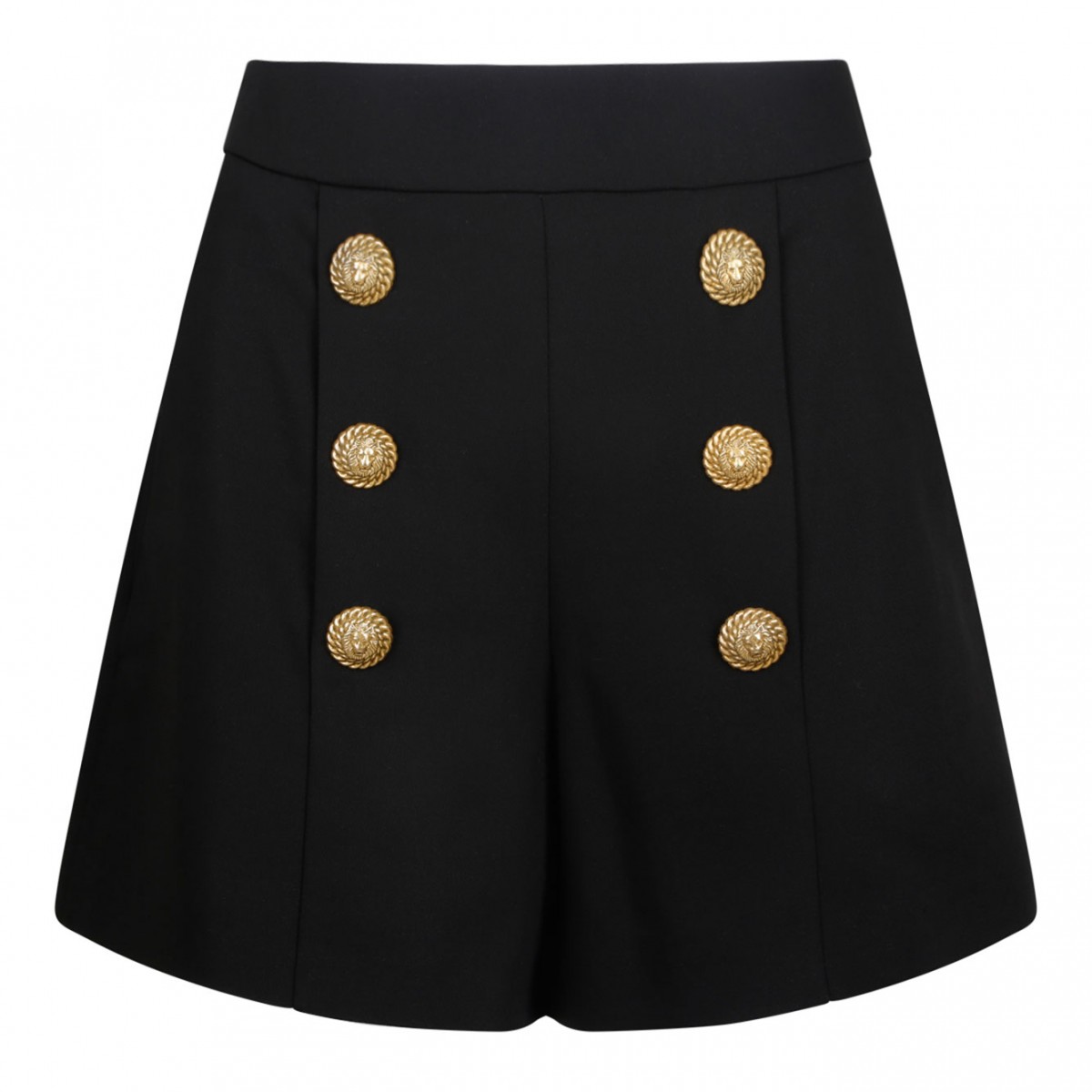 Black Button Embellished Shorts