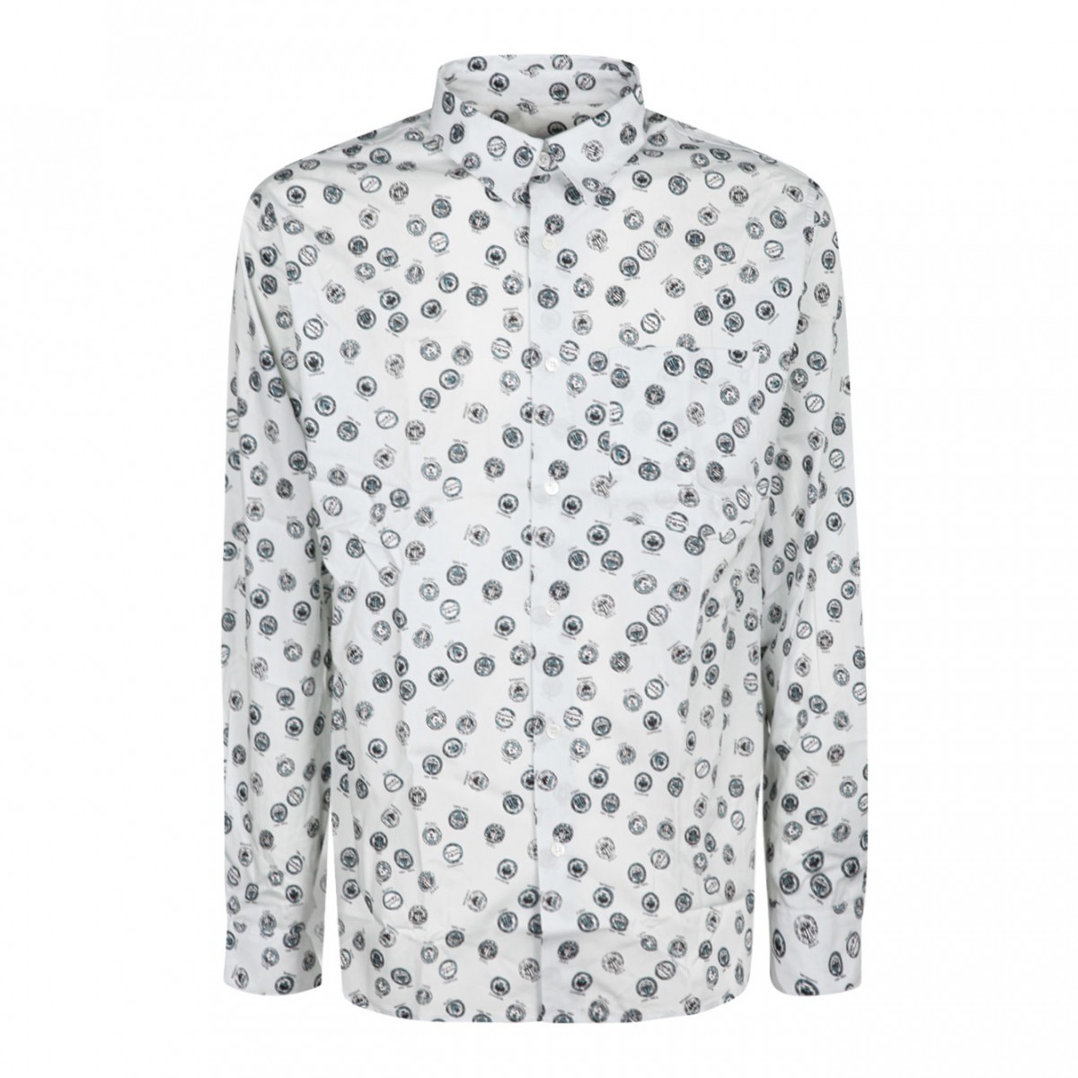 Maison Kitsun Grey and Blue Relaxed Shirt