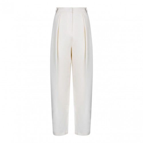 Tapered Wool Cream Trousers