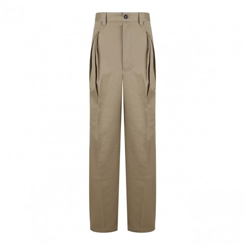 Beige Straight Trousers