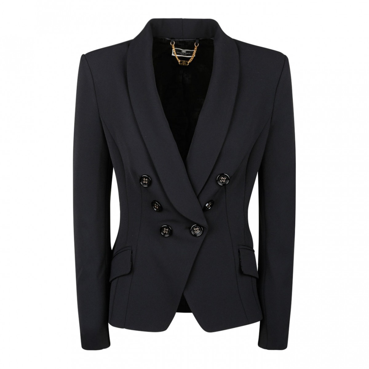 Elisabetta Franchi Black Double-Breasted Crepe Jacket