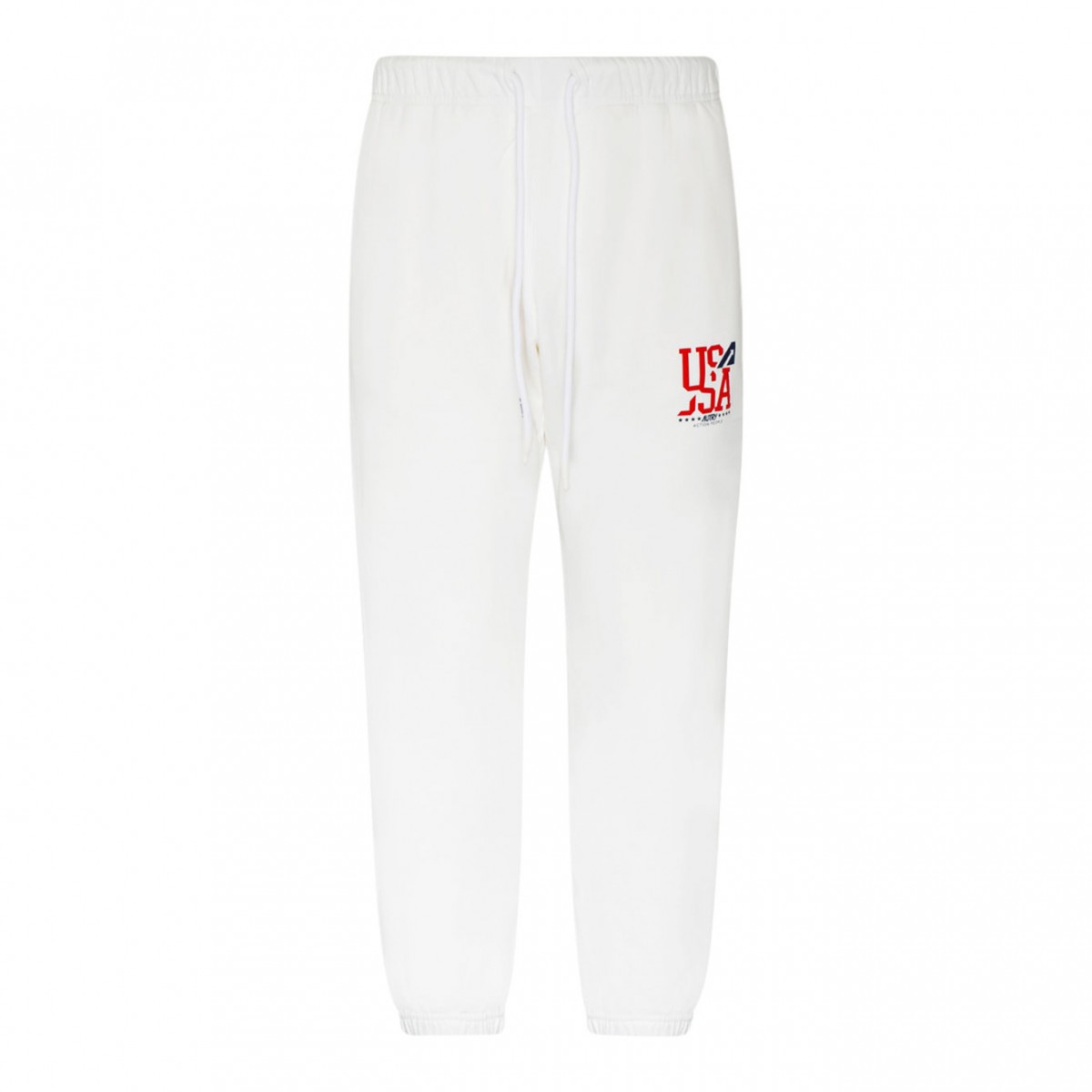 White Cotton Logo Print Drawstring Track Pants