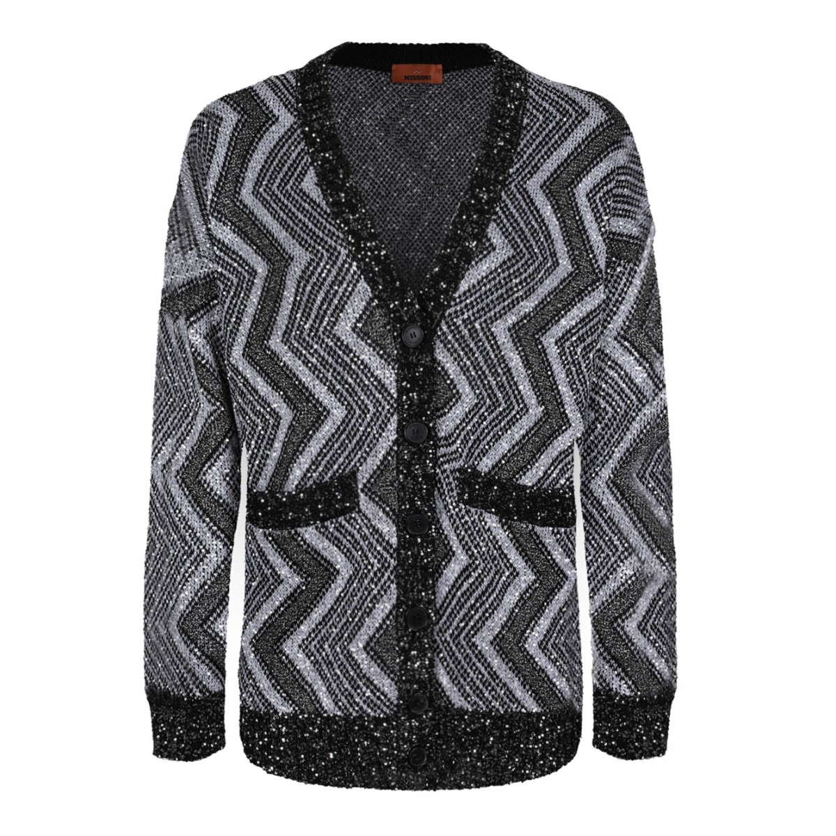 Black ZigZag Design Cardigan