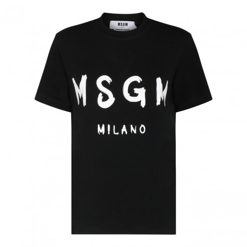 MSGM Black Logo Print T-Shirt.