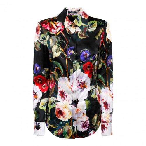 Roseto Print Satin Shirt