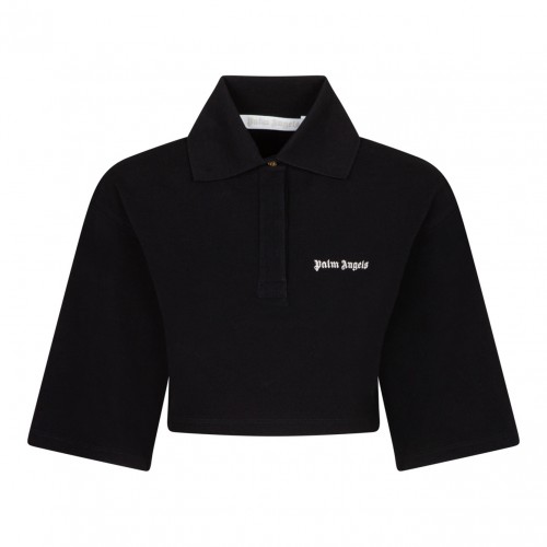 Black Cropped Polo Shirt