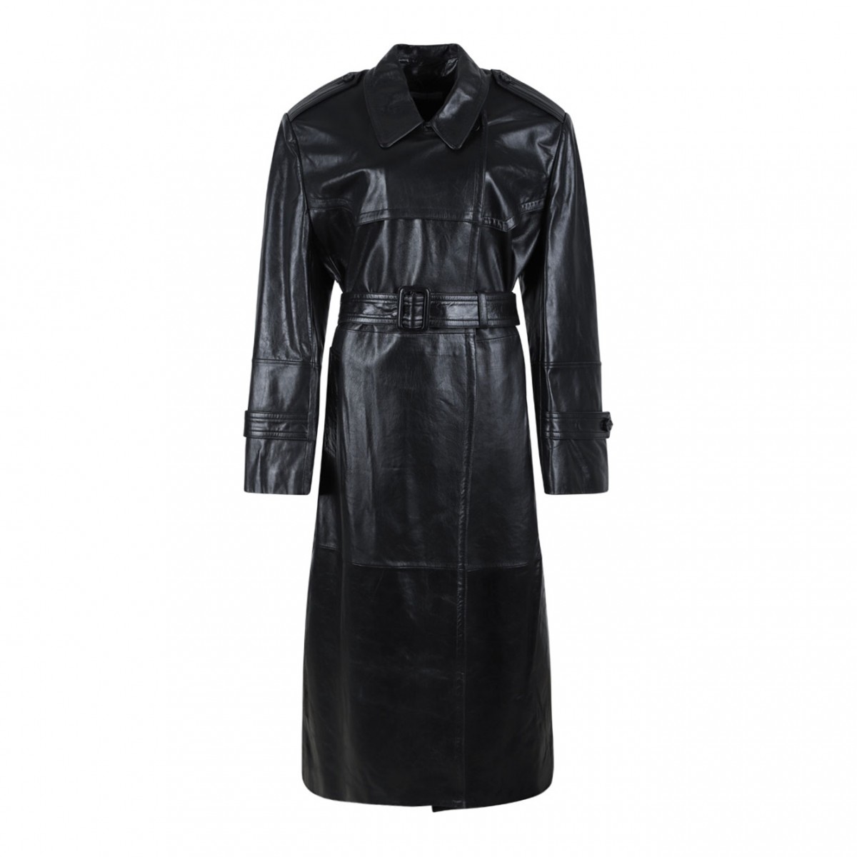 Black Leather Trench Coat