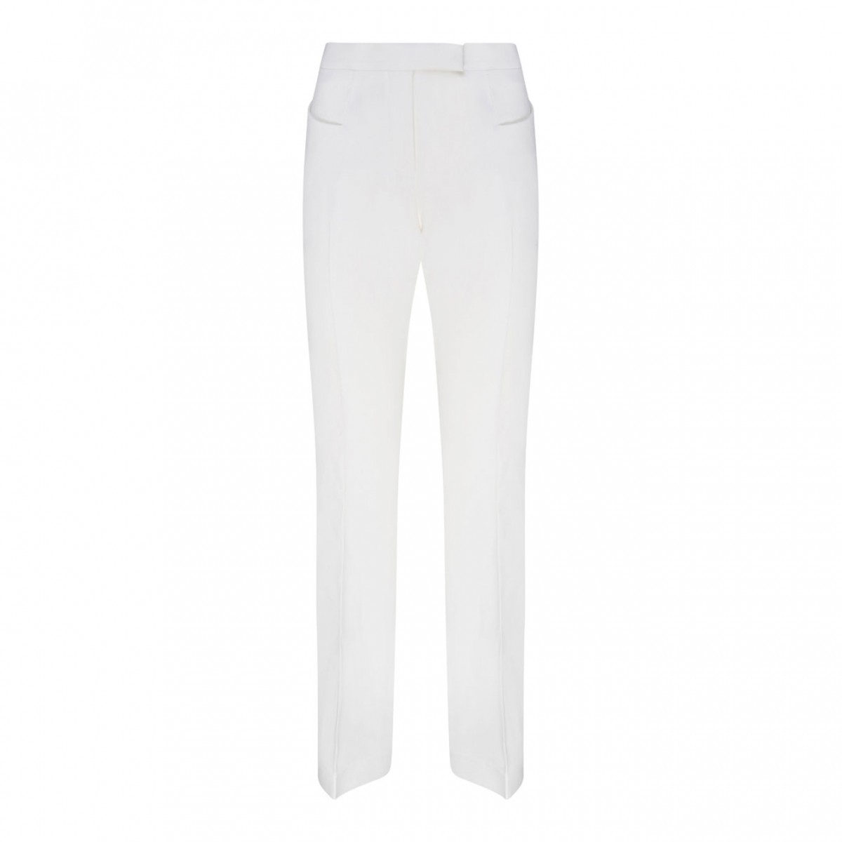 Chalk White Virgin Wool Flared Trousers