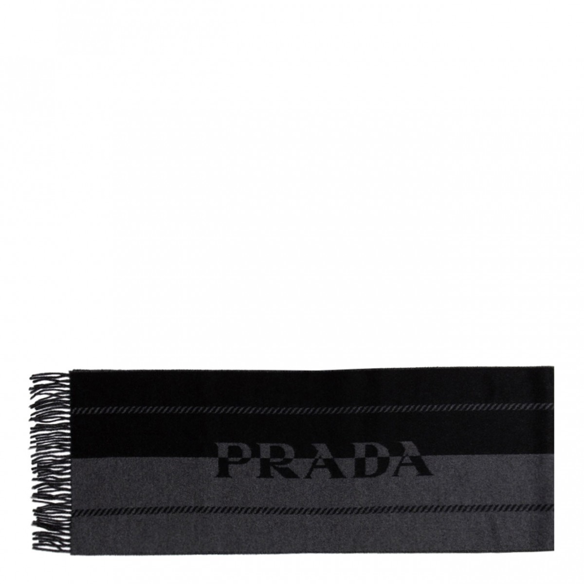 Black and Grey Logo Jacquard Scarf