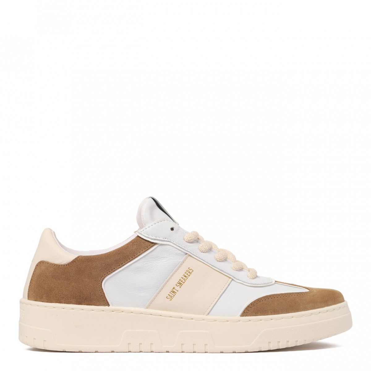 White and Brown Dandy M Sneakers