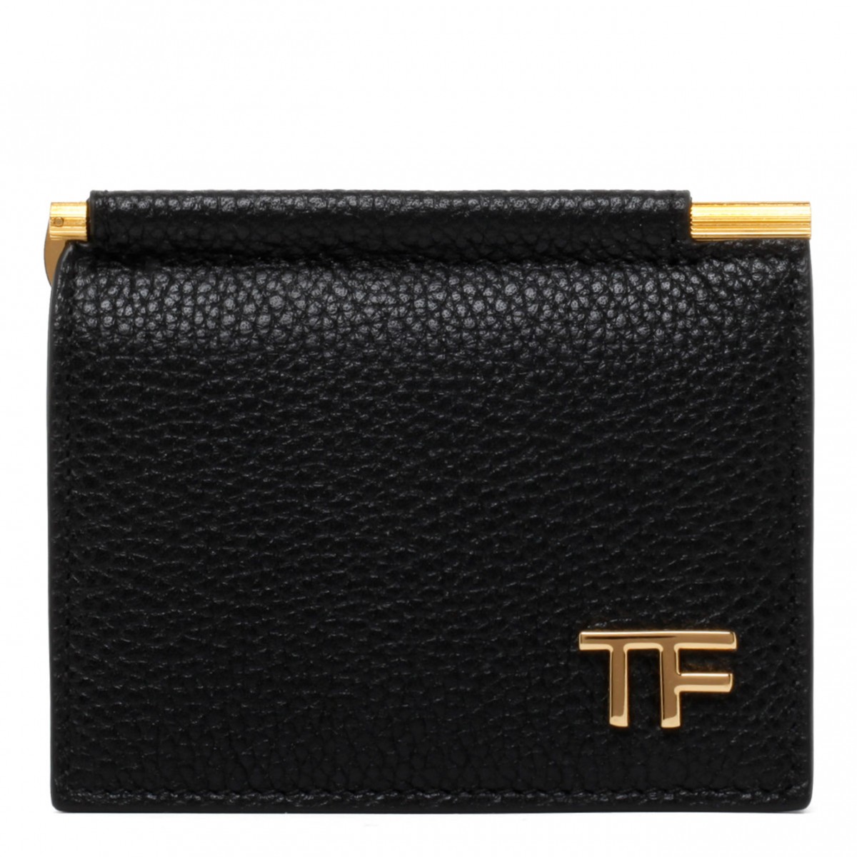 Tom Ford Black Leather Logo Plaque Cardholder.