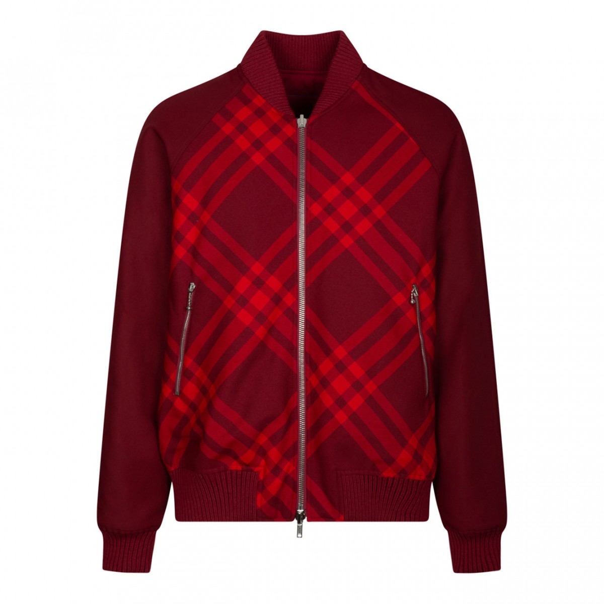 Red Check Print Bomber Jacket