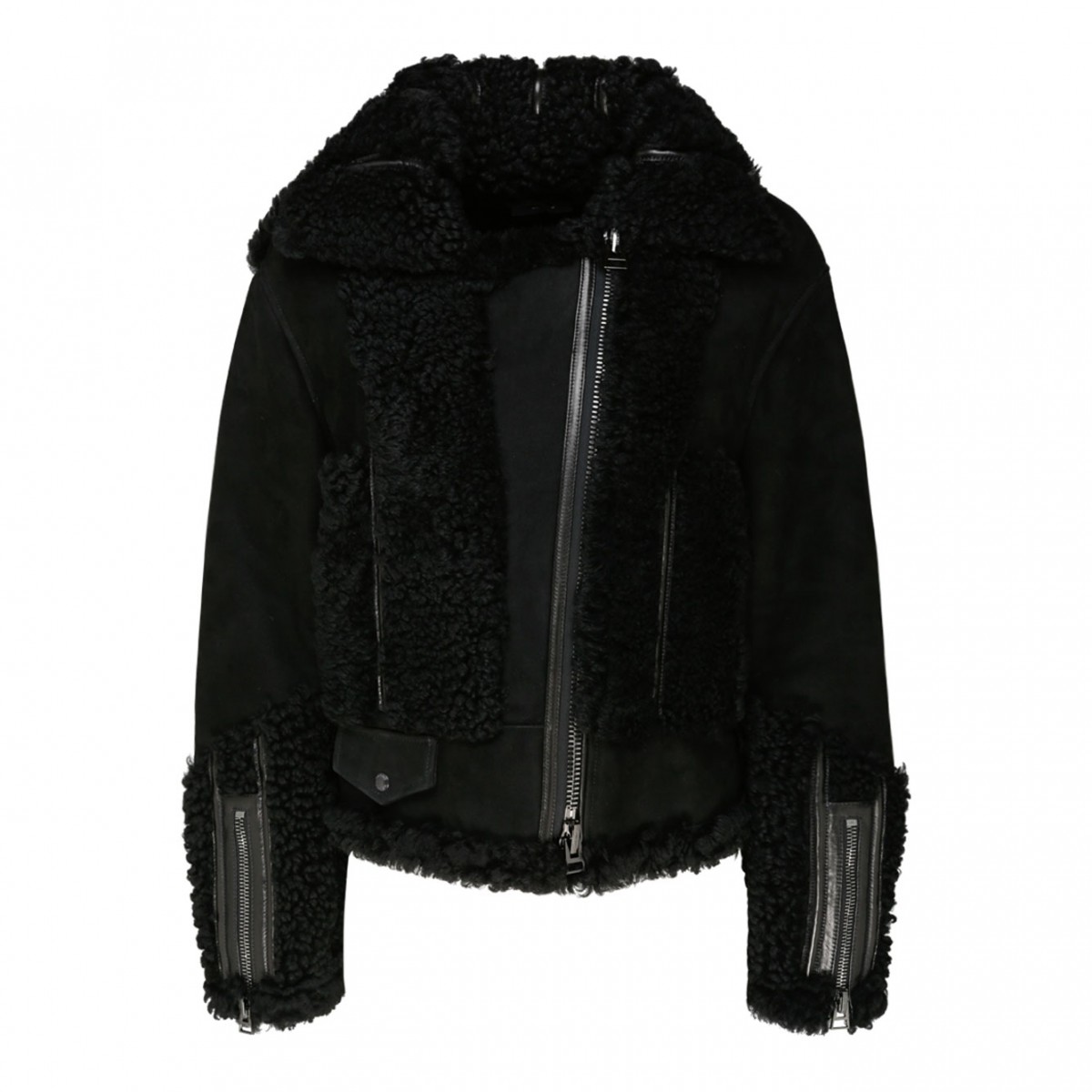 Tom Ford Black Shearling Zip Up Jacket