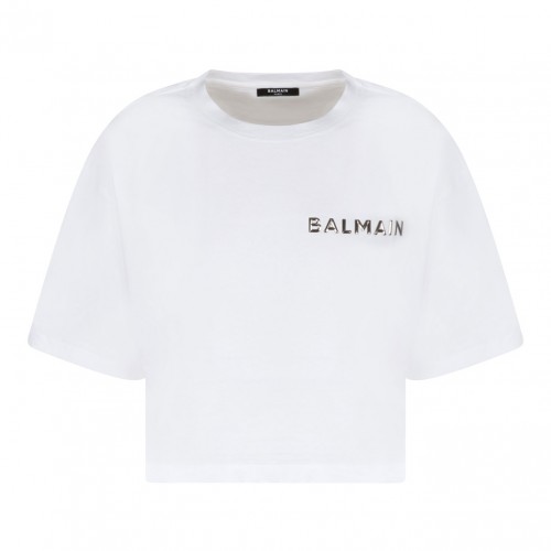 White Logo Print T-Shirt