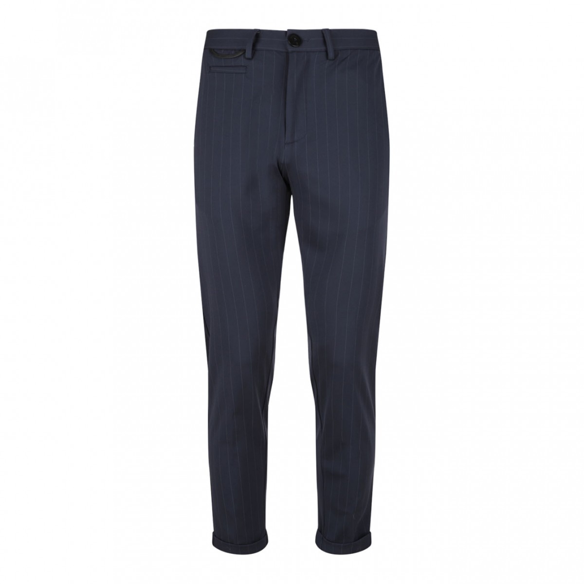 Navy Blue Pinstripe Trousers