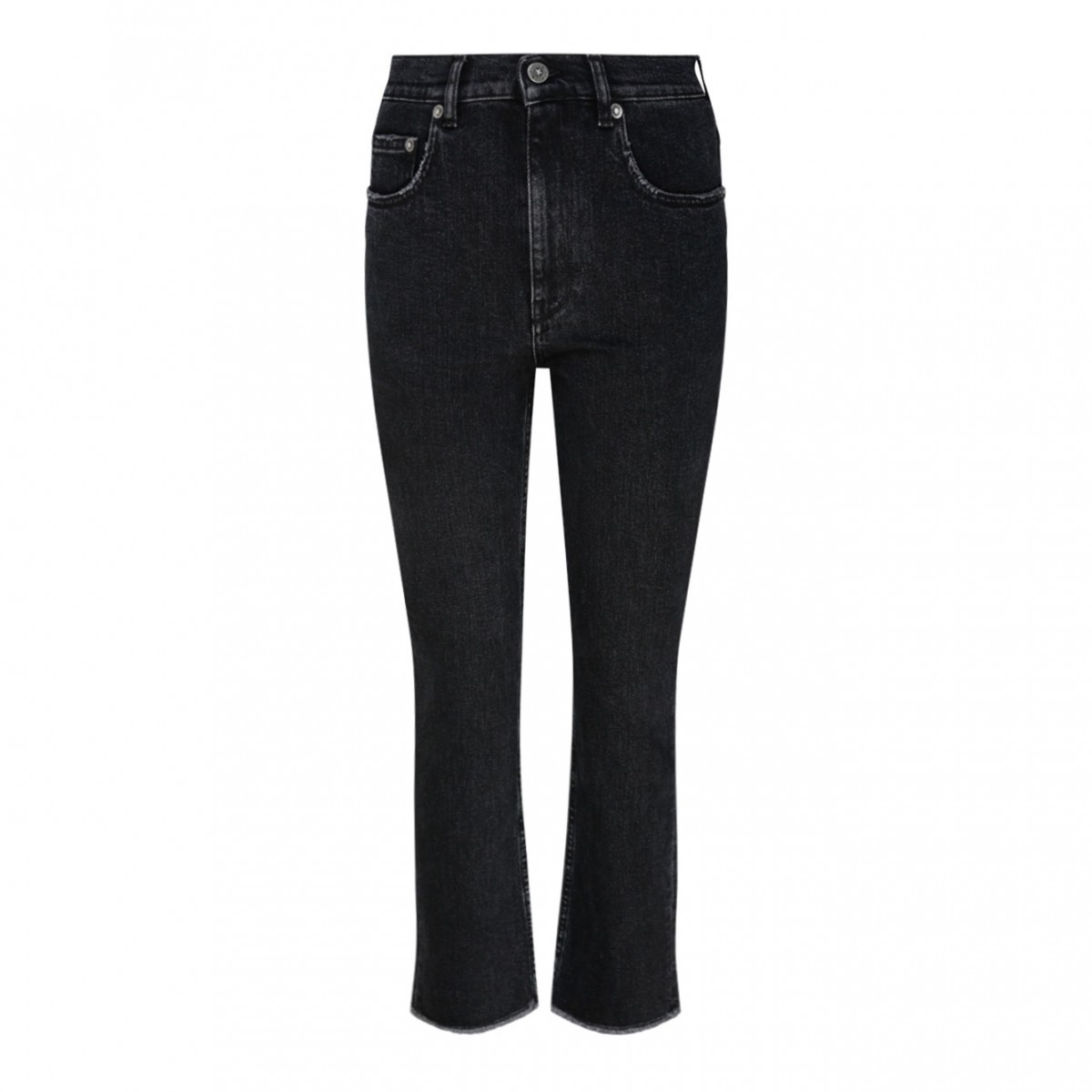 Black Cotton Straight Leg Jeans