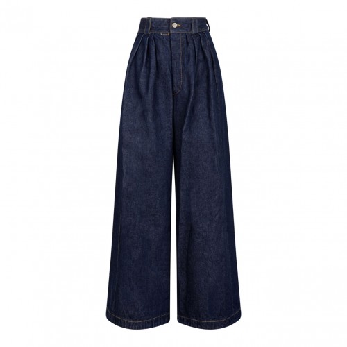 Blue Pleated Jeans