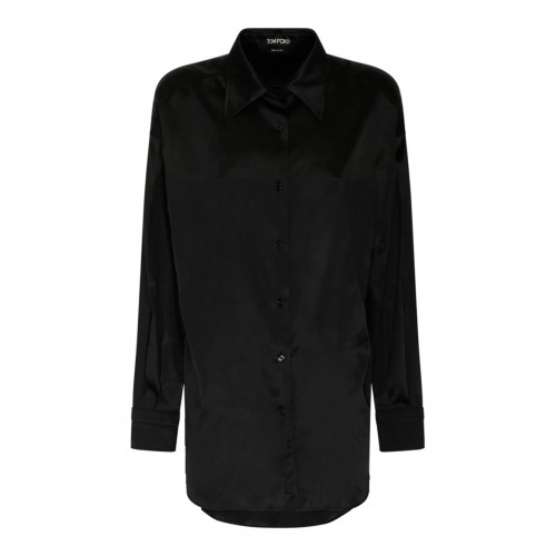 Black Silk Pointed Collar...