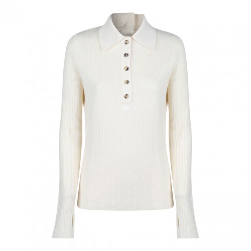 Cream White Polo Jumper