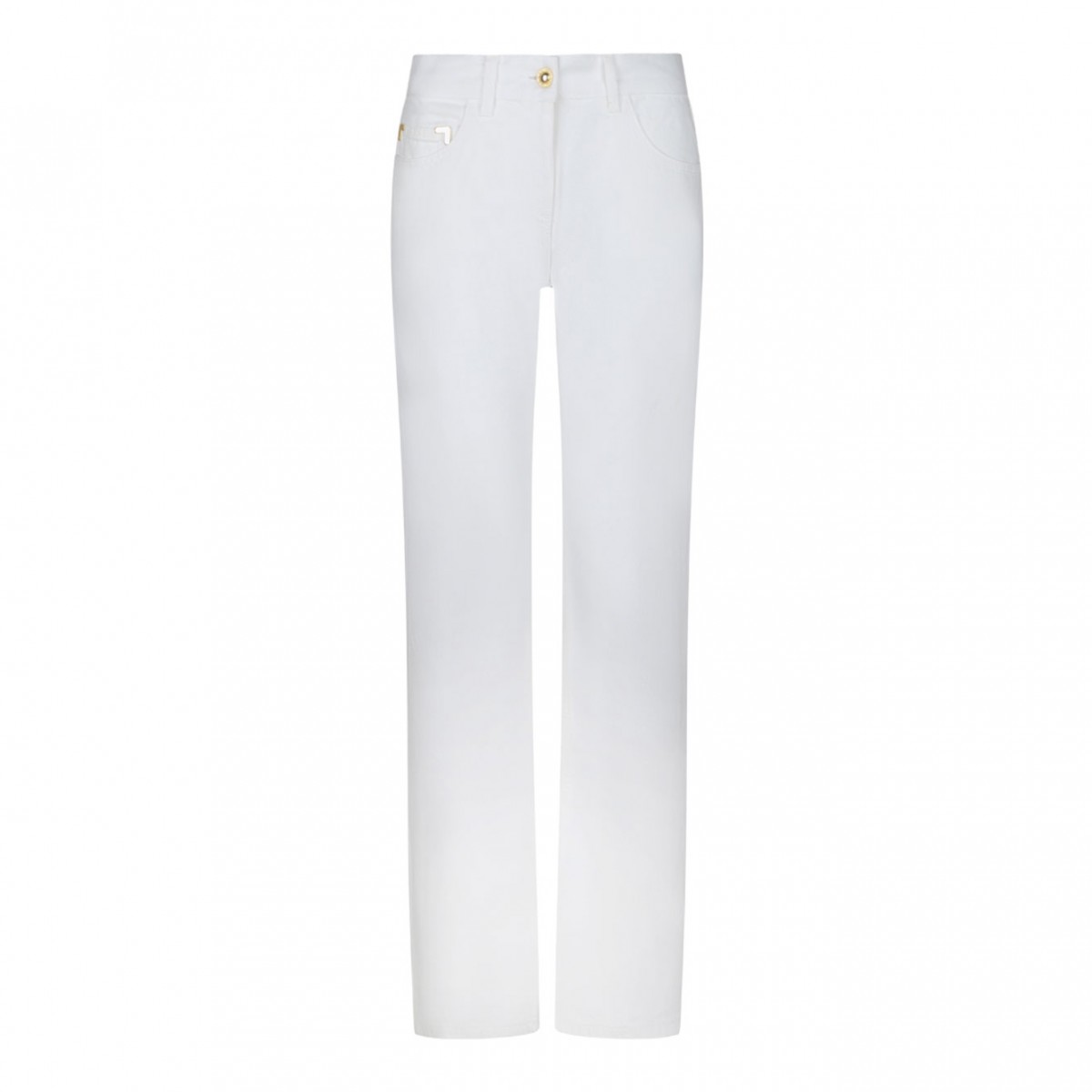 White Straight Leg Jeans. 