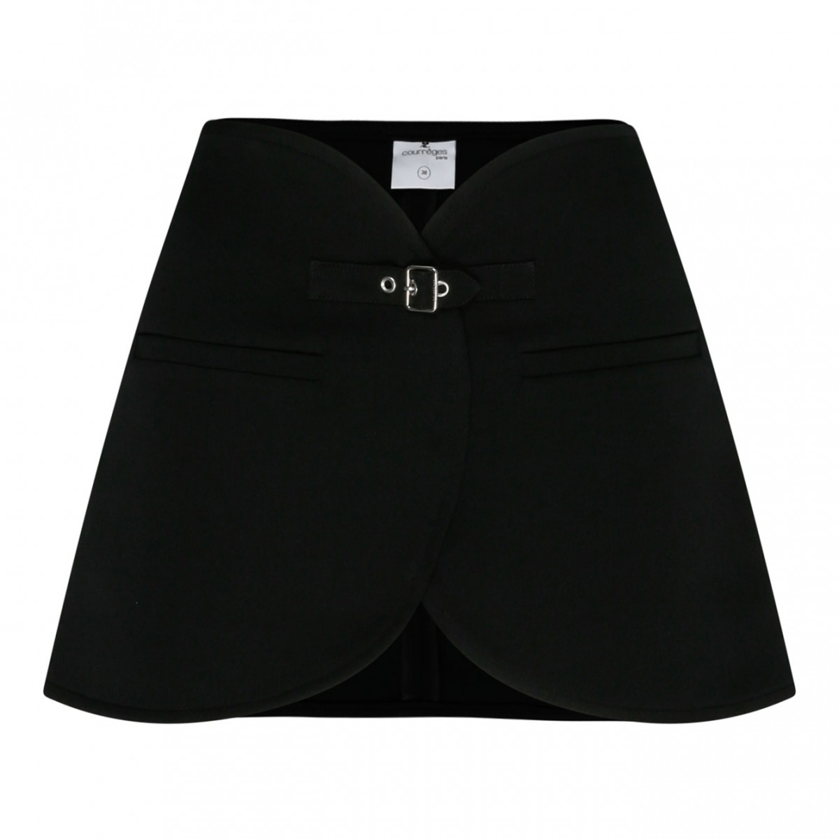 Courreges Black Ellipse Twill Mini Skirt