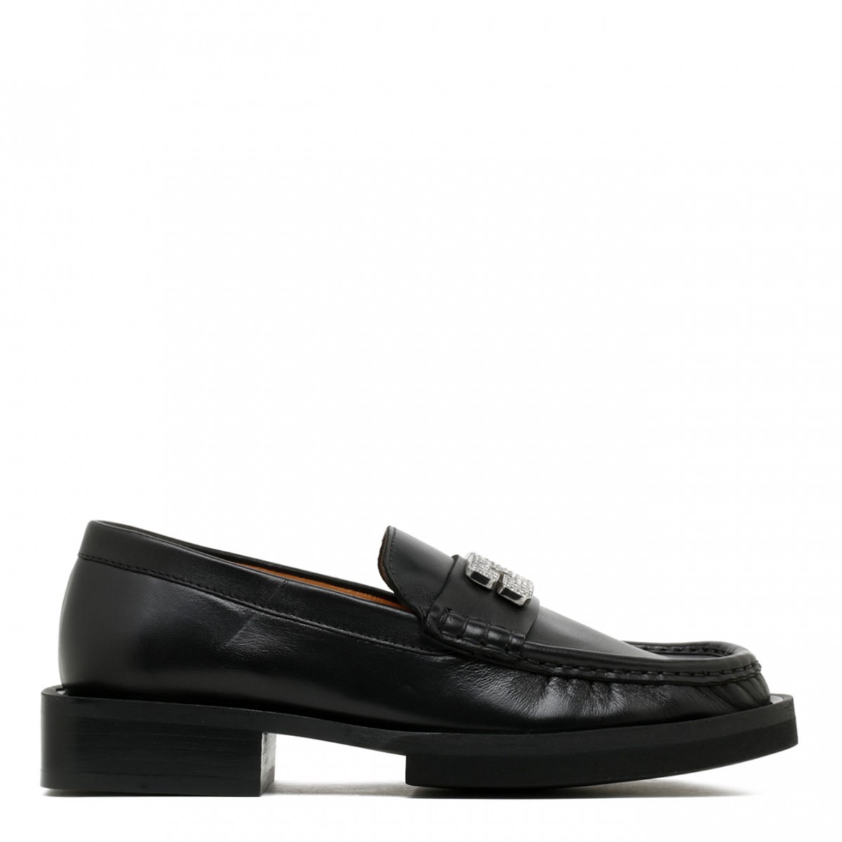 Ganni Black Logo Plaque Loafers