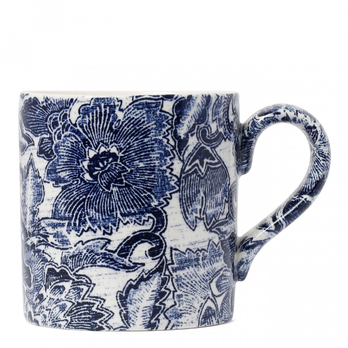 Indigo Faded Peony Teacup and Saucer