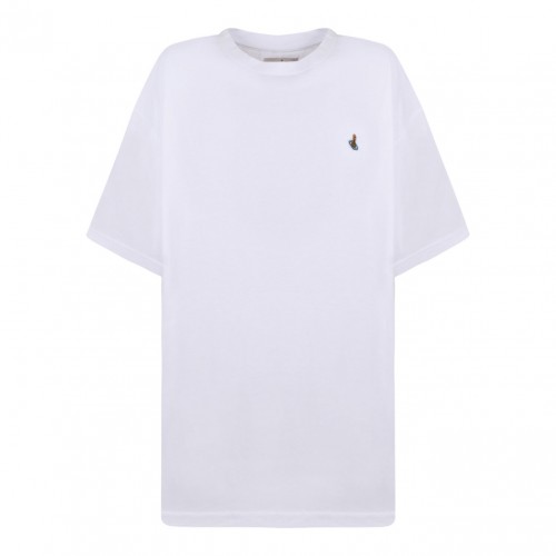 White Logo Embroidered T-Shirt