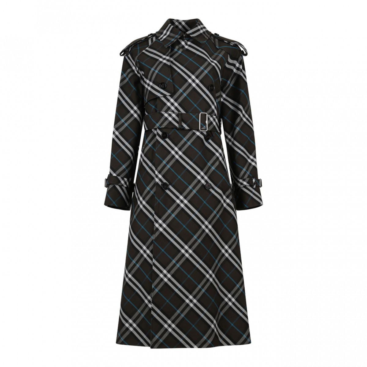 Checked Belted Trench Coat