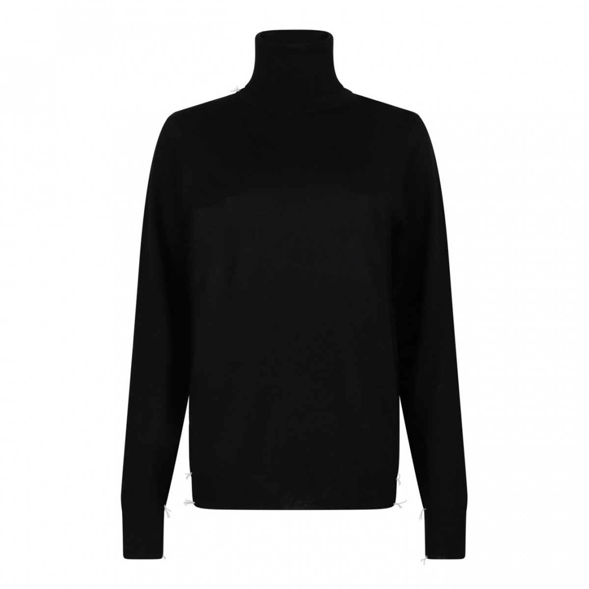 Black Merino Wool Turtleneck Pullover