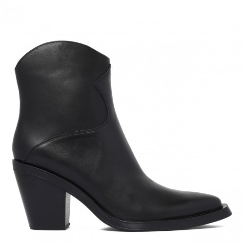 Black Leather Judy Ankle Boots