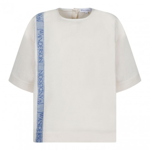 Cream Logo Embroidered T-Shirt