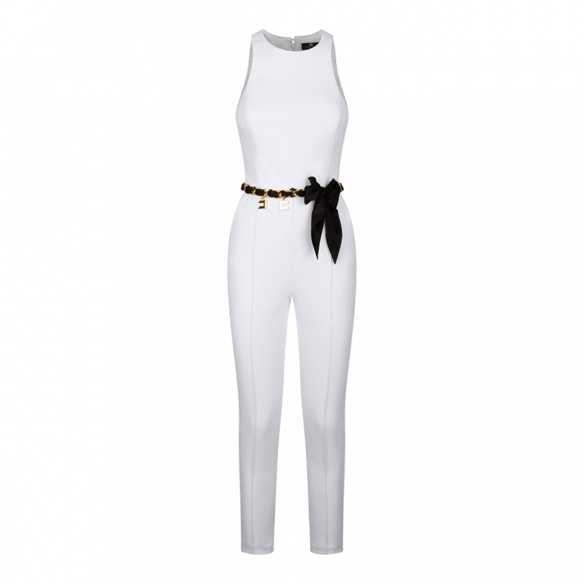 Elisabetta Franchi American Neckline White Jumpsuit