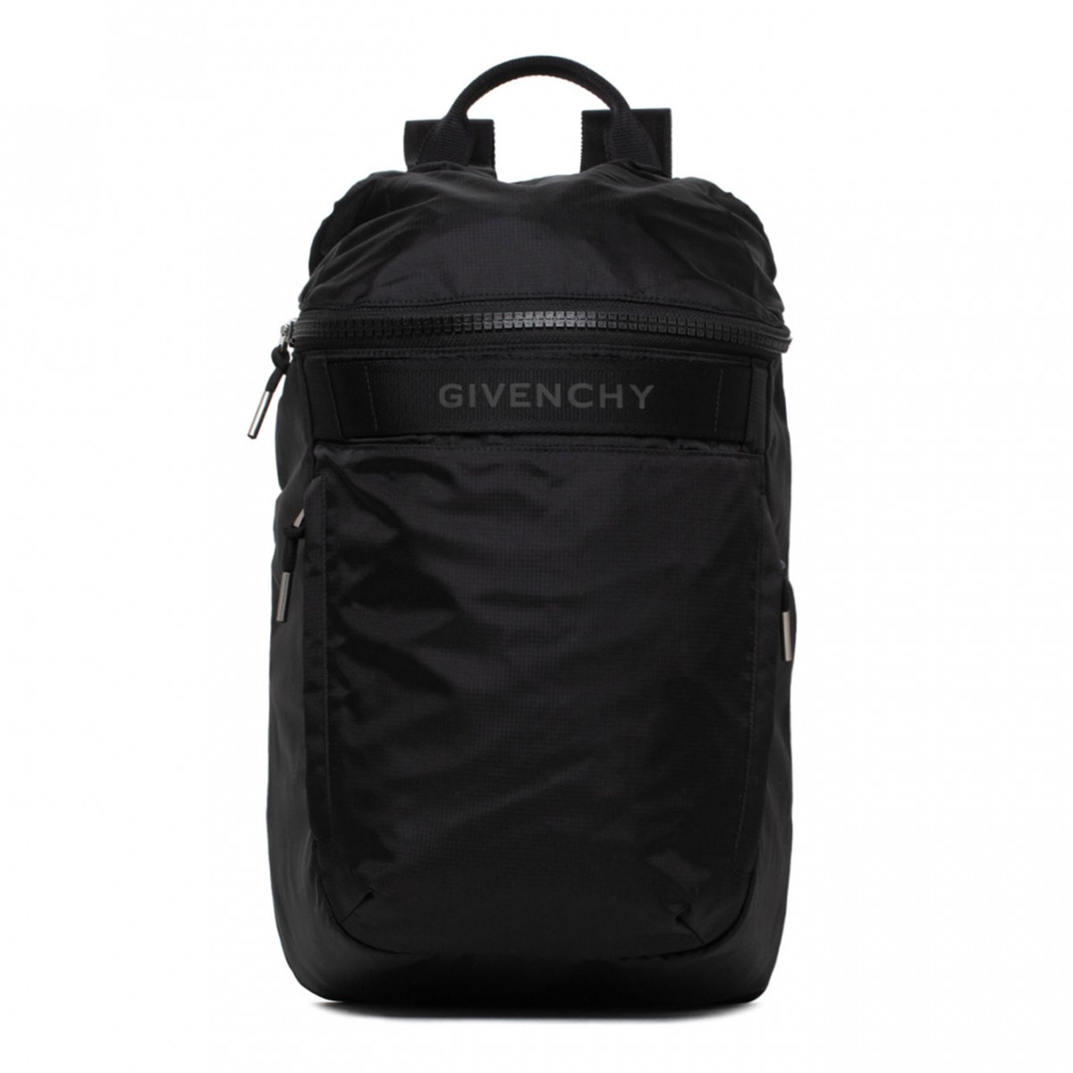 Black Nylon Logo Print Backpack