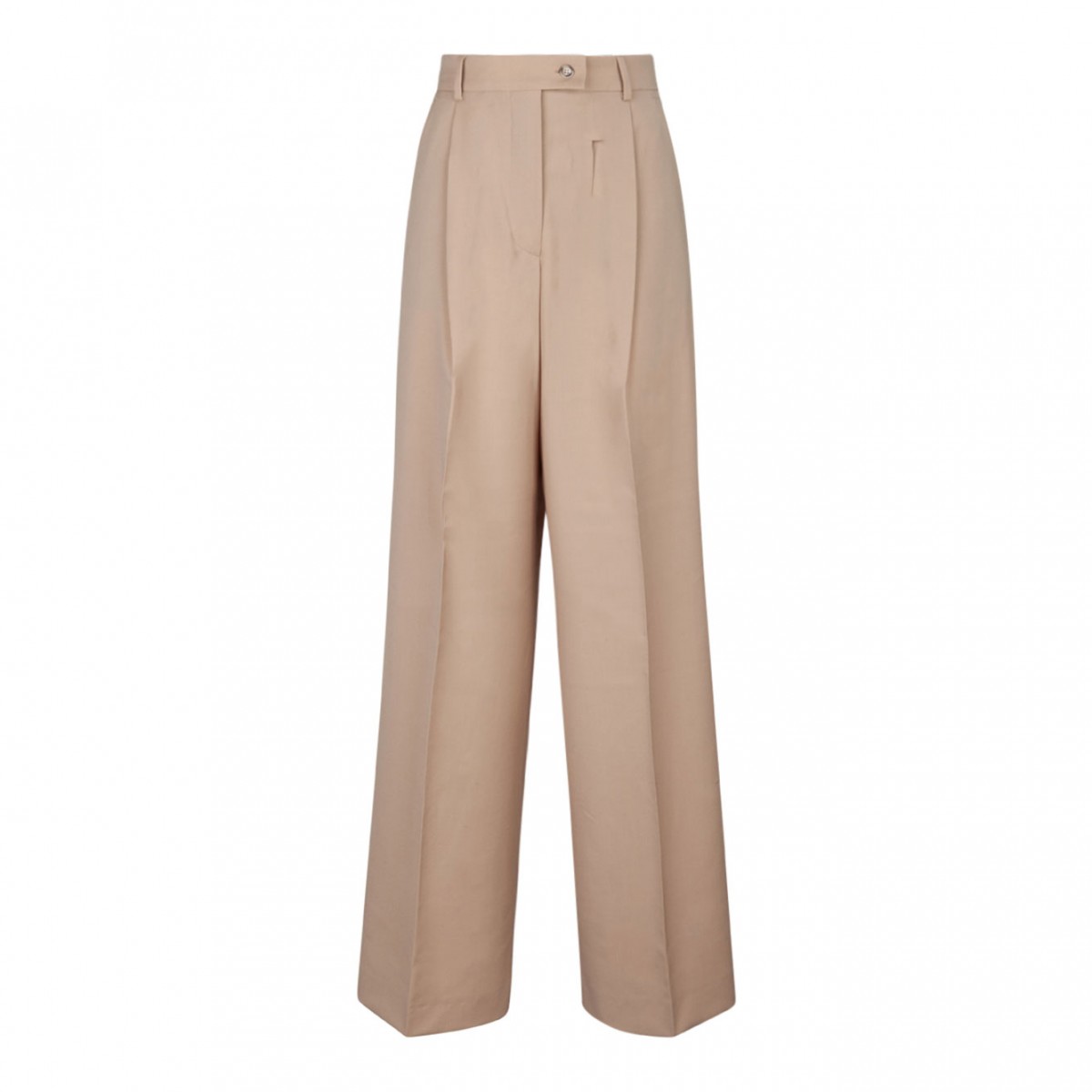 Beige Wide Leg Trousers