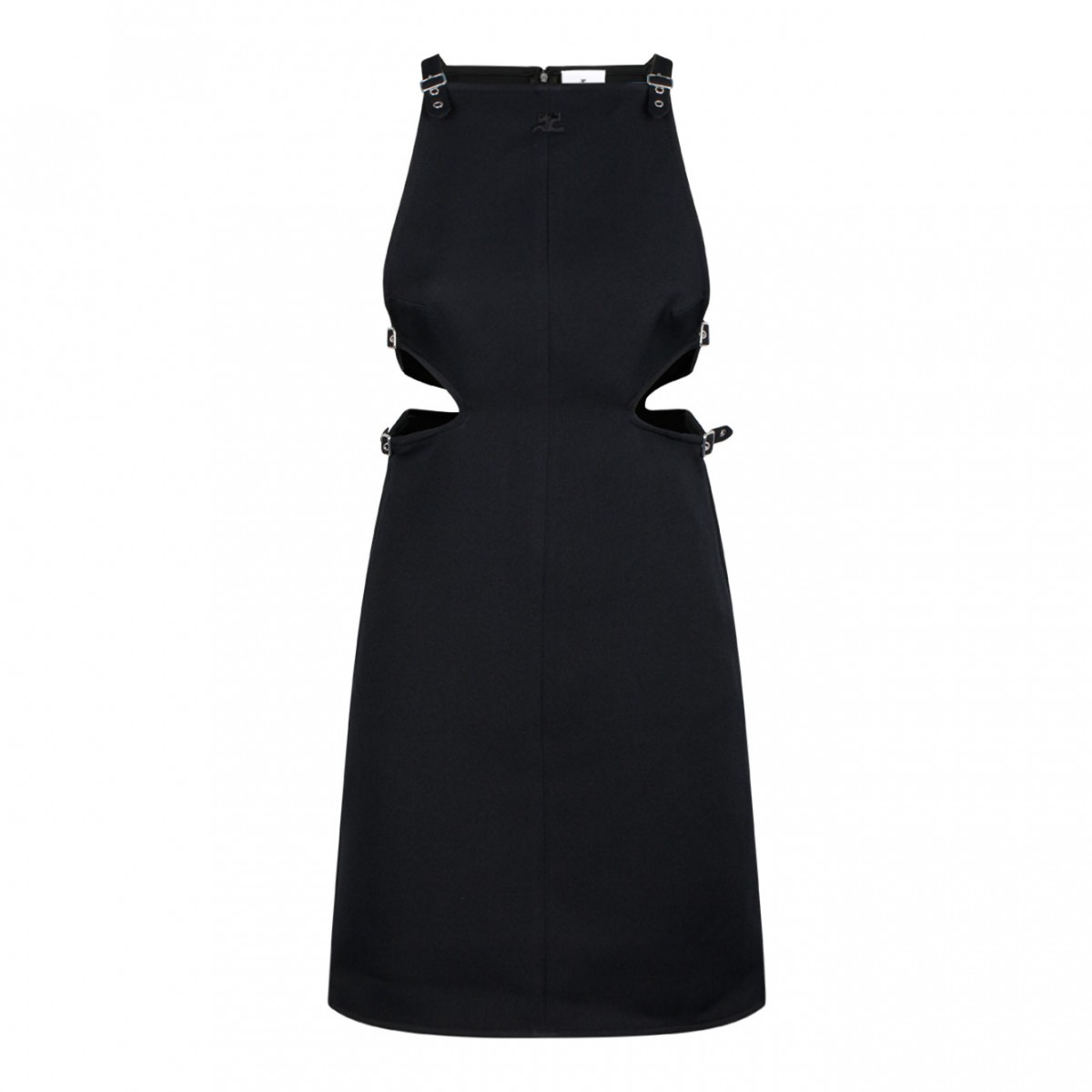 Courreges Black Slash Buckle Twill Dress