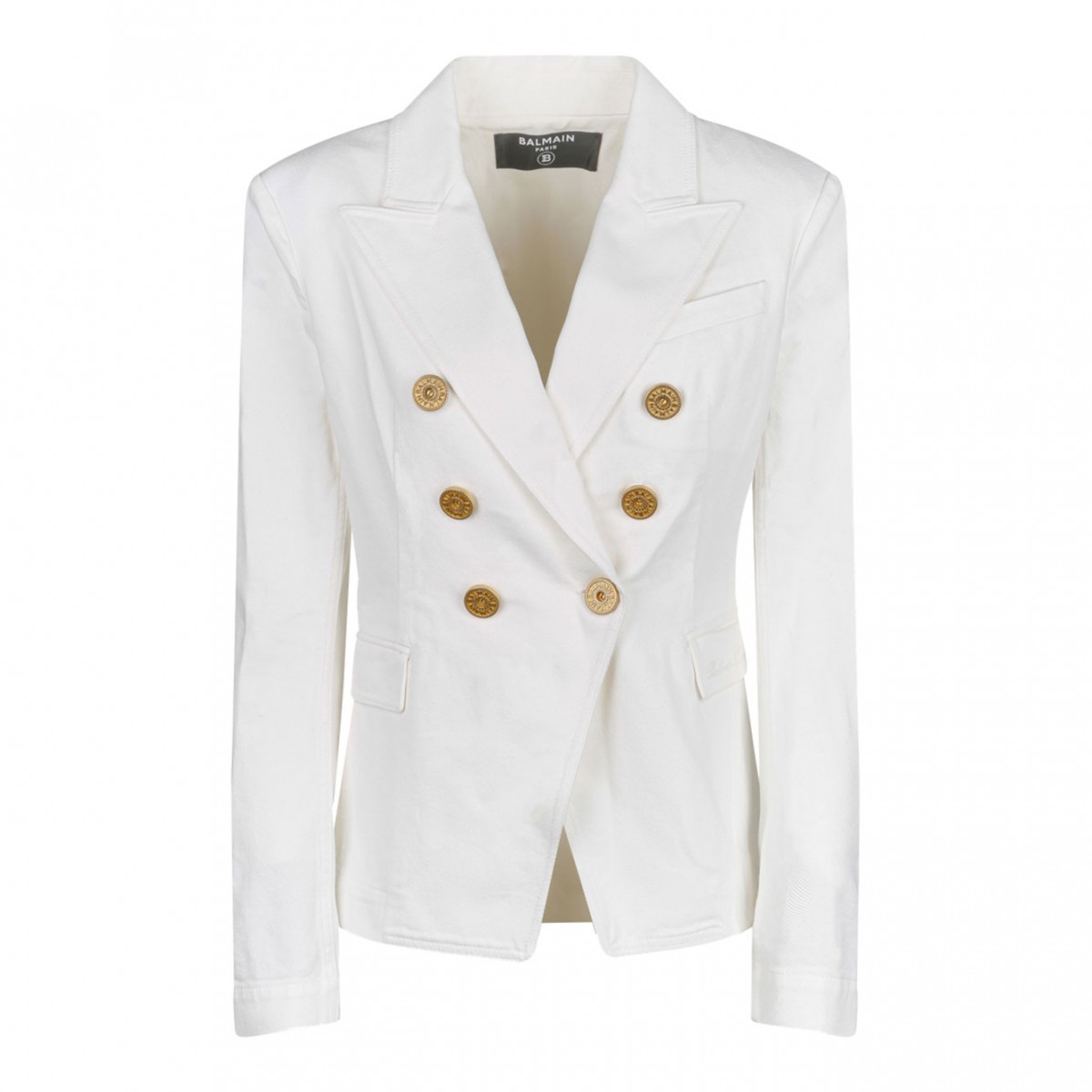 White Denim Double Breasted Jacket