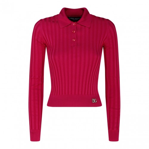 Fuchsia Silk Cropped Polo...