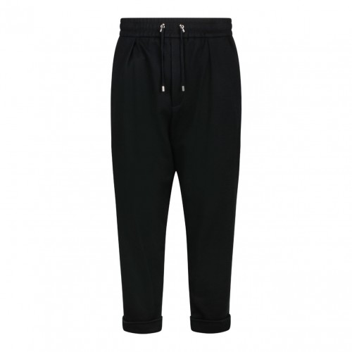 Black Virgin Wool Track Pants