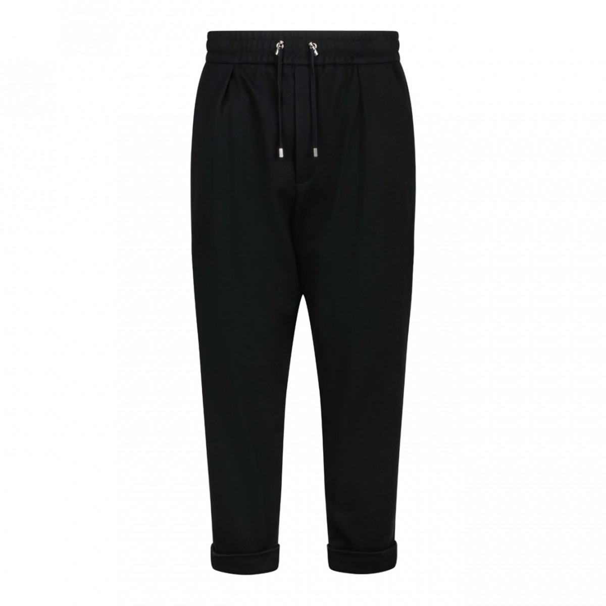 Black Virgin Wool Track Pants