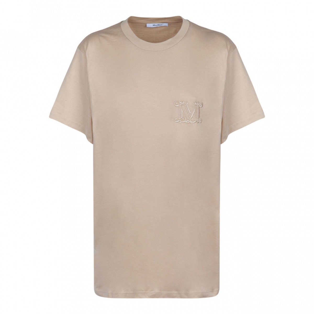 Light Beige Logo Embroidered T-Shirt