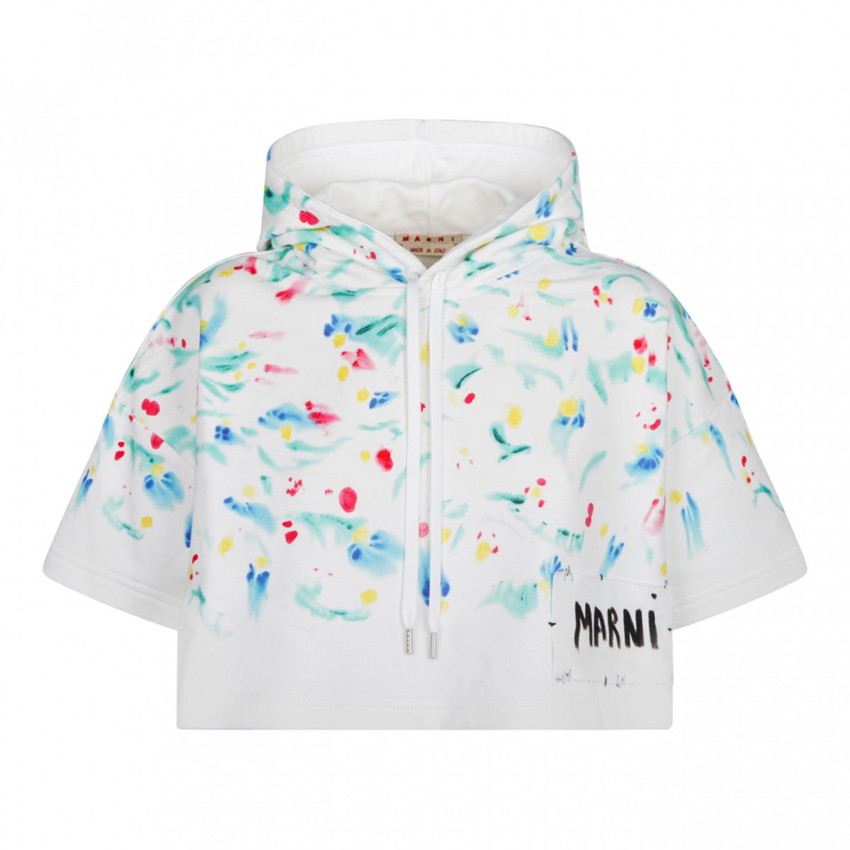 Marni White and Multicolour Cropped Sweatshirt