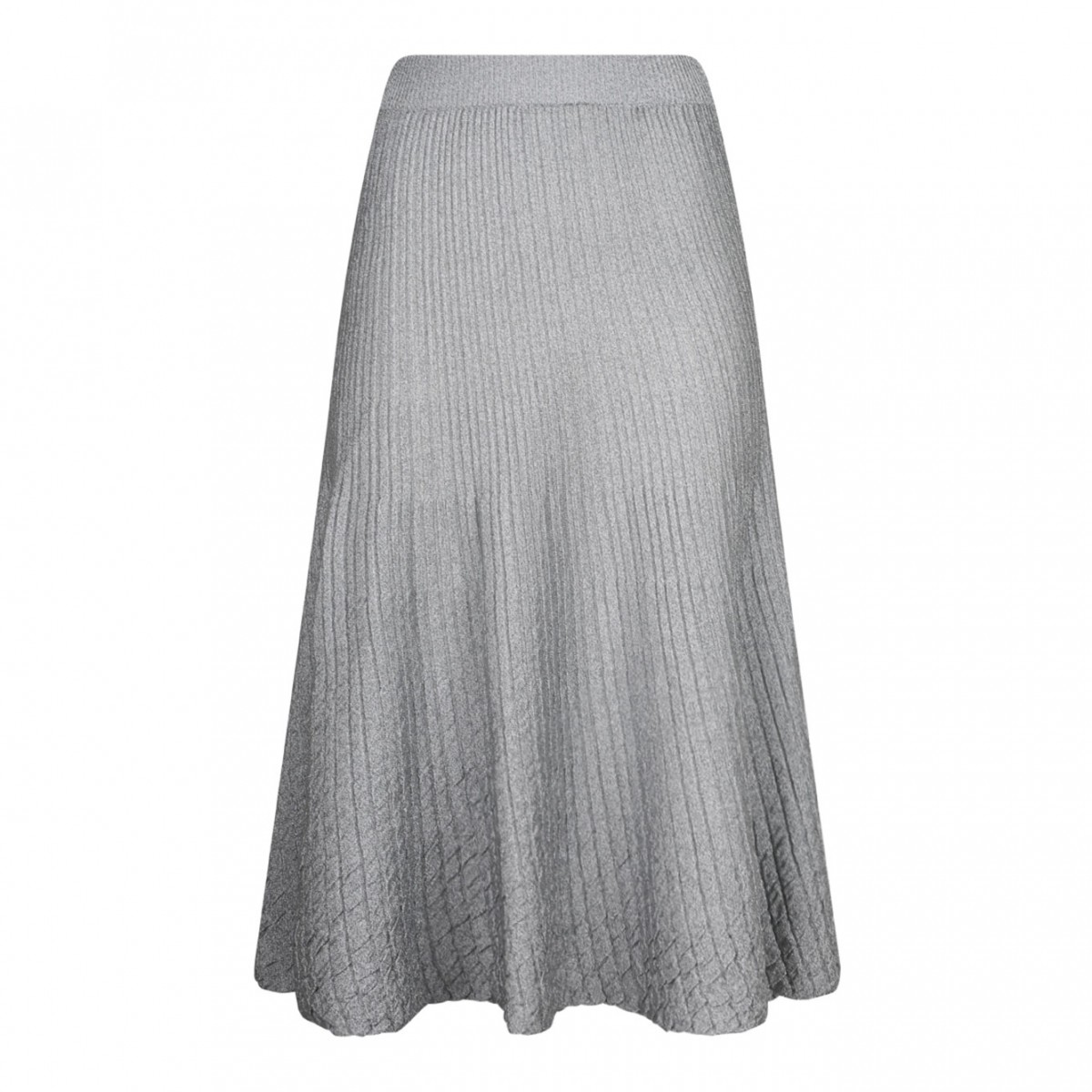 Elisabetta Franchi Metallic Viscose Ribbed Midi Skirt